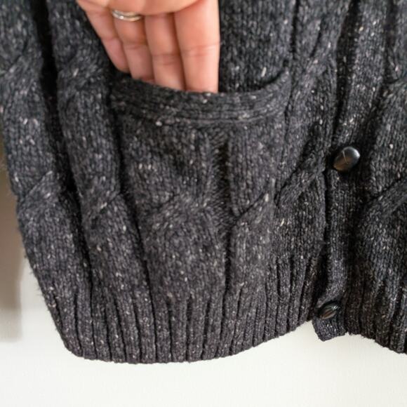 Shawl Collar Cardigan Sweater Mens L Gray Wool Blend Cable Knit Heritage Classic - Picture 7 of 10